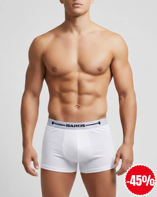 Boxeri Barbati Baros Premium Din Bumbac Organic Alb Din Sertar