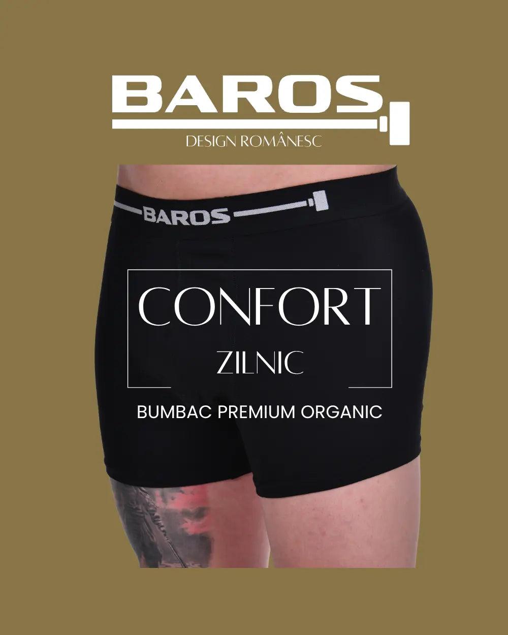 Boxeri Barbati Baros Premium Din Bumbac Organic Din Sertar