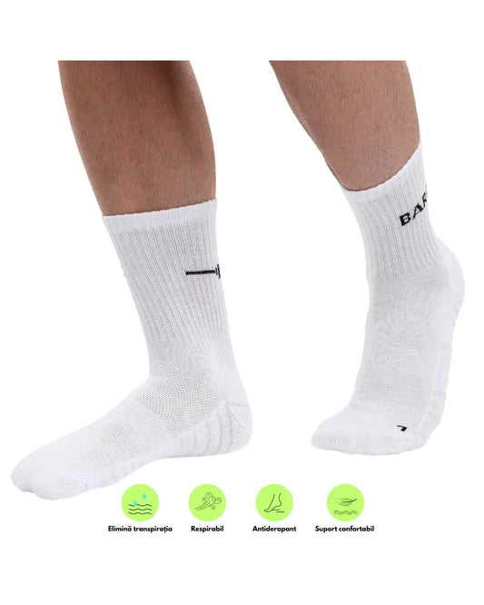 Set 3 perechi sosete lungi barbati din bumbac BAROS albe Din Sertar