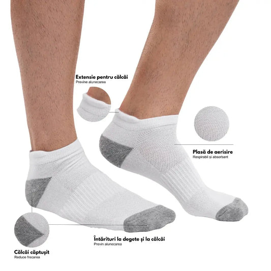 Set 6 Perechi Sosete Scurte Sport Barbati din Bumbac Respirabile Din Sertar