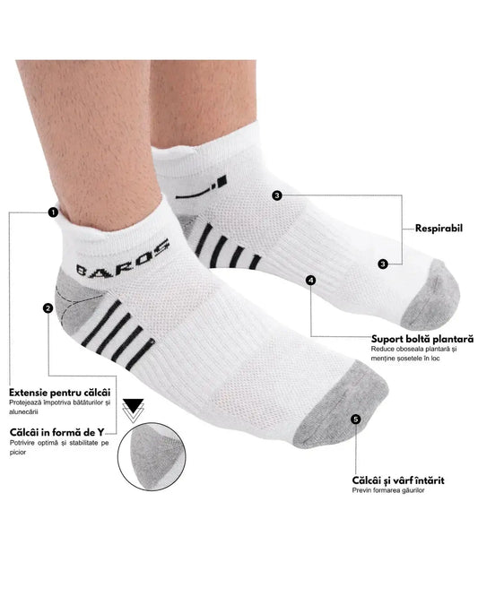 Set 6 Perechi Sosete Scurte Sport Barbati din Bumbac Fara Cusatura, BAROS Din Sertar
